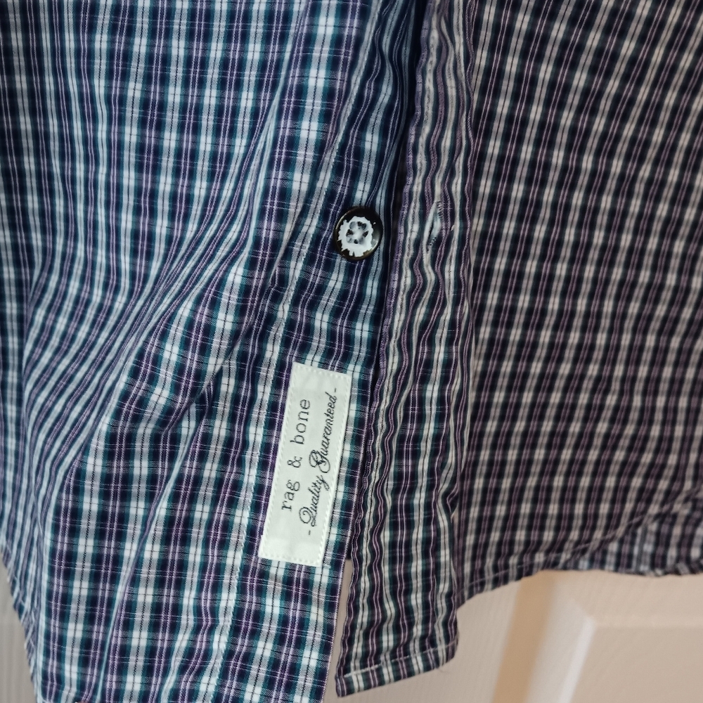 Rag & Bone Slim Fit Button Down Checked Shirt - Picture 3 of 6